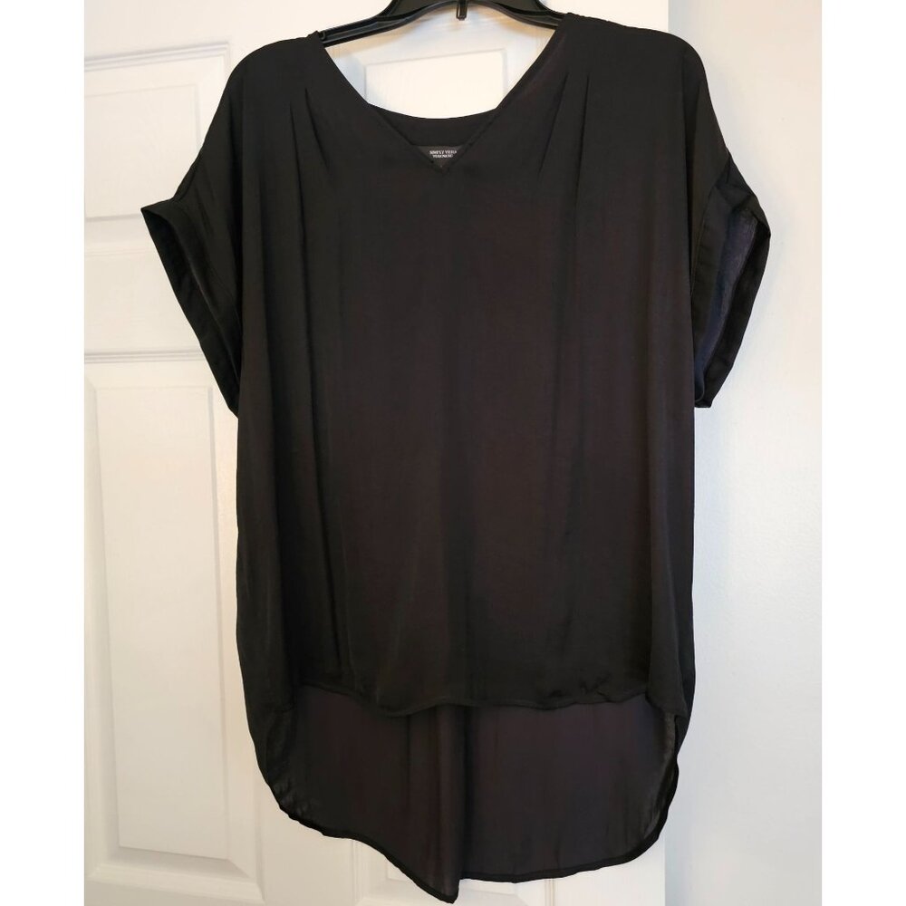 Simply Vera VeraWang Hi-Low V-Neck Short Sleeve Blouse Sz XL Career Office - Picture 1 of 8